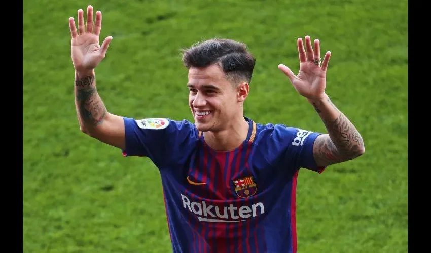 Philippe Coutinho durante su presentación oficial con el Barcelona.