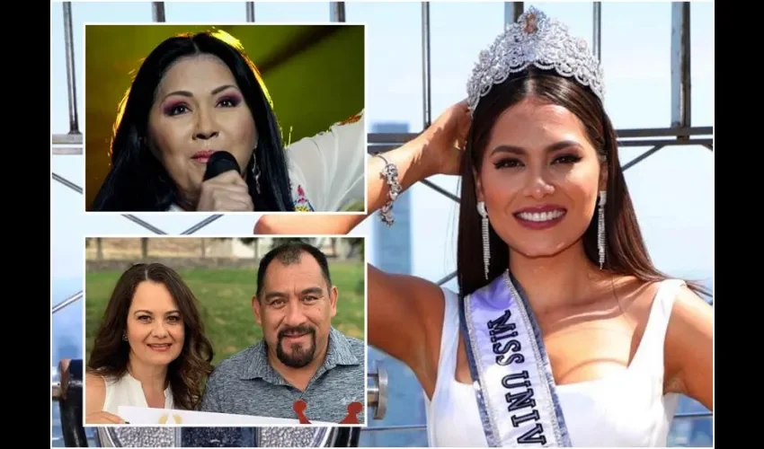 Ana Gabriel, Alma Carmona y Santiago Meza (padres de la miss) y Andrea Meza. Fotos: Instagram. 