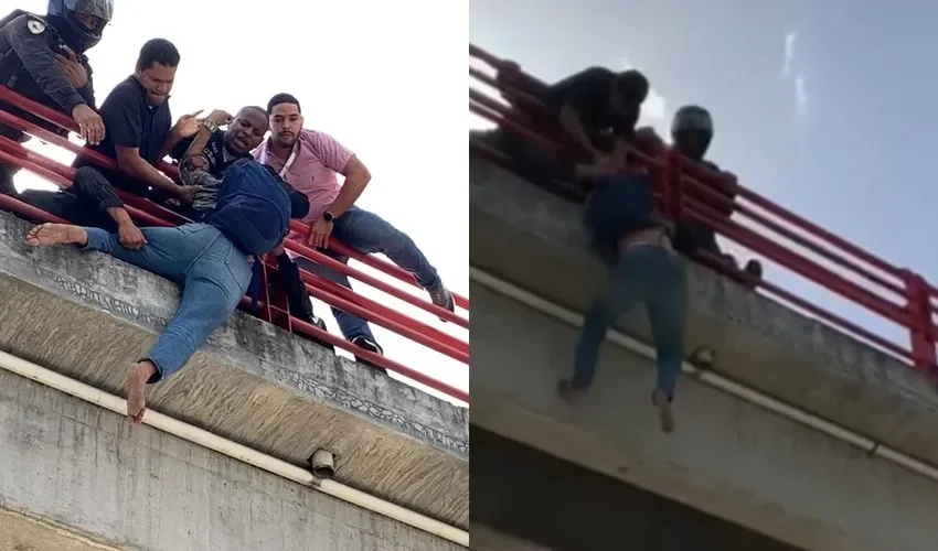 Momento del rescate de la ciudadana venezolana. 